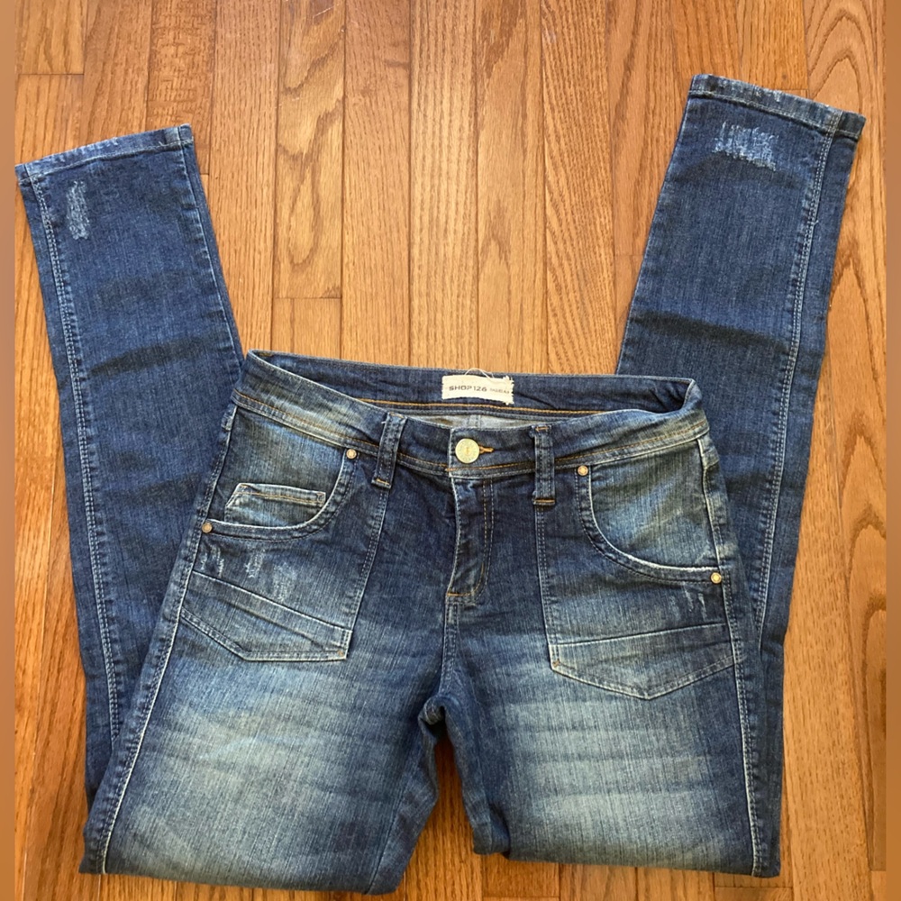 SHOP 126 Skinny Fit Selvage Jeans Denim Distressed US 8 Brazil 38